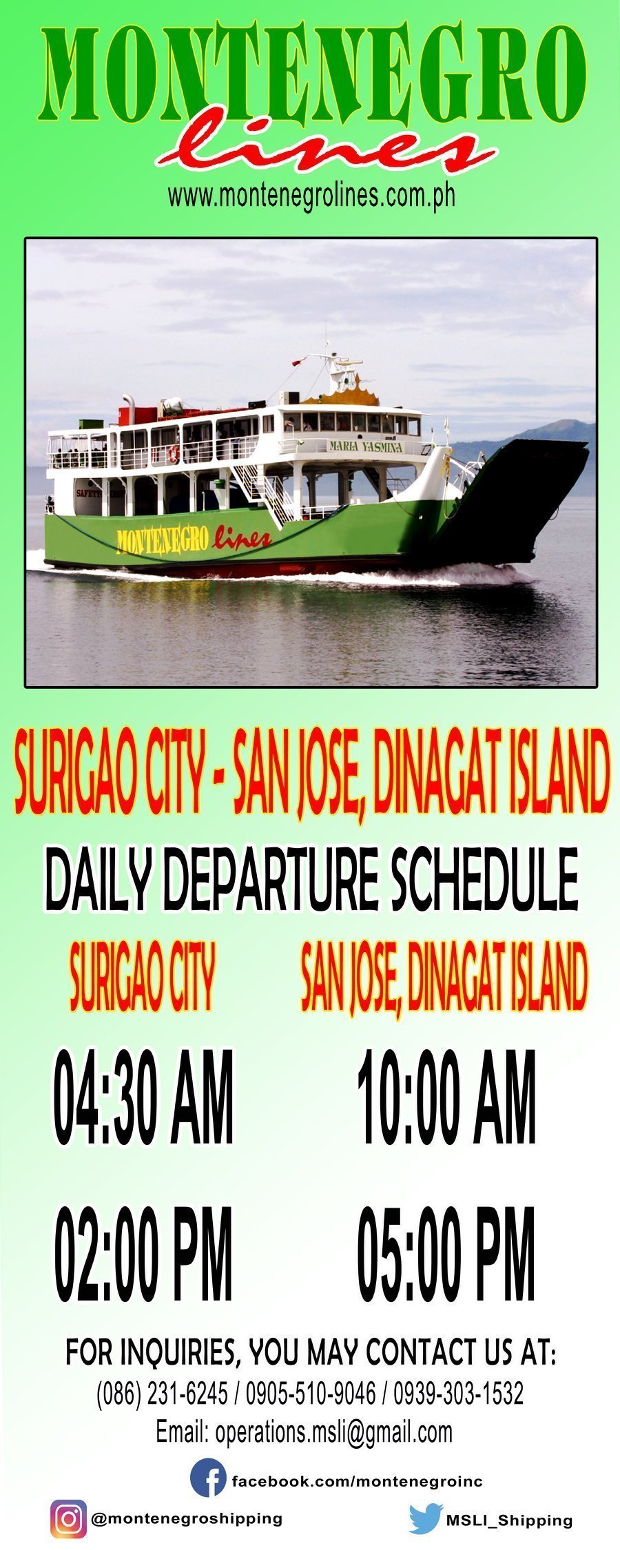 san jose to surigao boat schedule