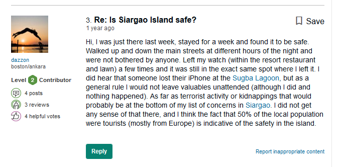 tourist are safe in siargao